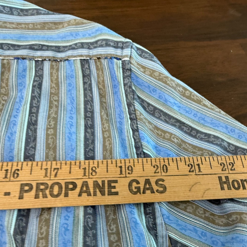 Robert Graham Mens XL Blue Brown Striped Floral Long Sleeve Button Down Shirt - Picture 9 of 9